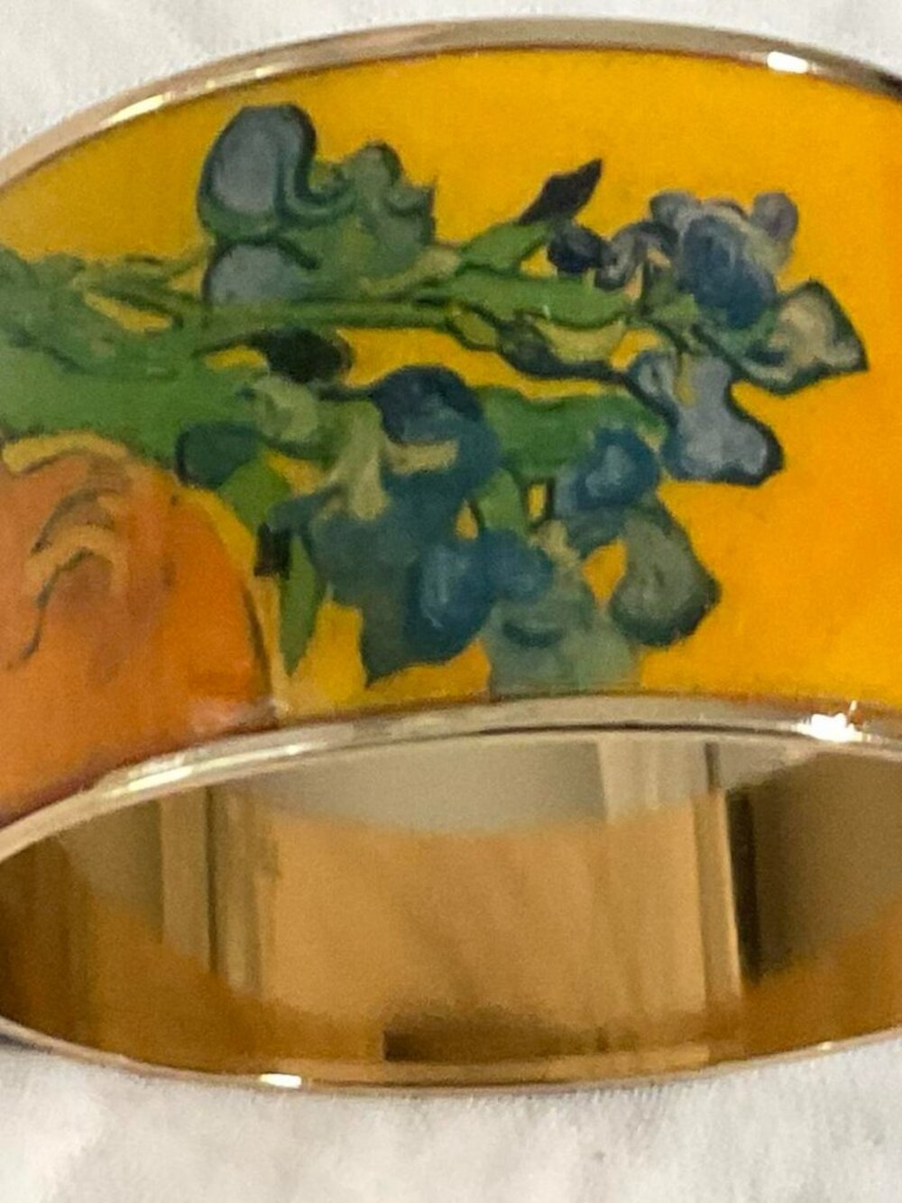 Erwin Pearl 22K Gold-Plated Van Gogh "Irises" Enamel Cuff Bracelet – New w/Box - Picture 4 of 7